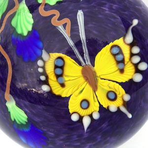 Yellow Butterfly on Violet Paperweight
